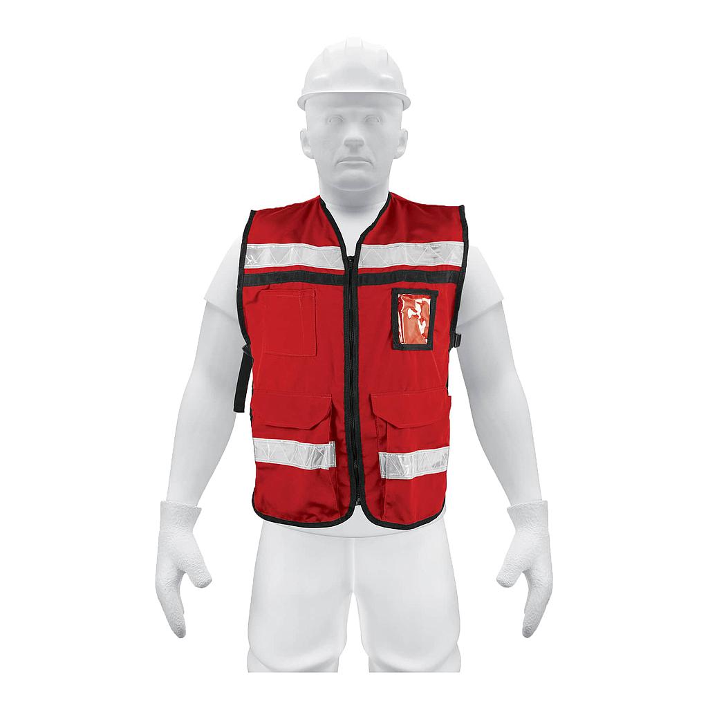 CHALECO BRIGADISTA C/CINTAS REFLEJANTES ROJO
