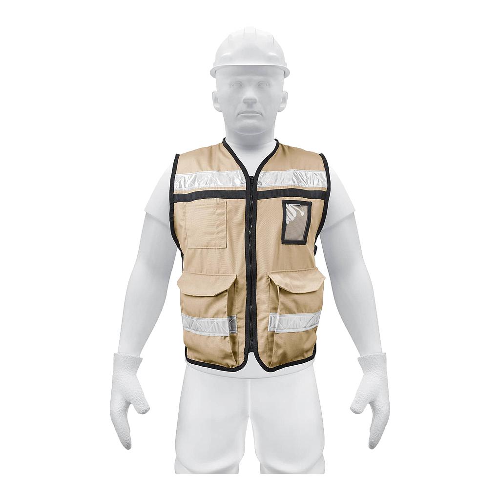CHALECO BRIGADISTA C/CINTAS REFLEJANTES BEIGE