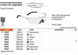 LENTES DE SEGURIDAD MICA GRIS ULTRALITE