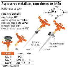 ASPERSOR METALICO DOBLE CHORRO UNA VIA ESTACA 11"