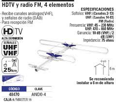 ANTENA AEREA PARA TV TIPO DURA ORO DE 4 ELEMENTOS