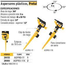 ASPERSOR PLASTICO UNA VIA ESTACA DE 17CM PRETUL