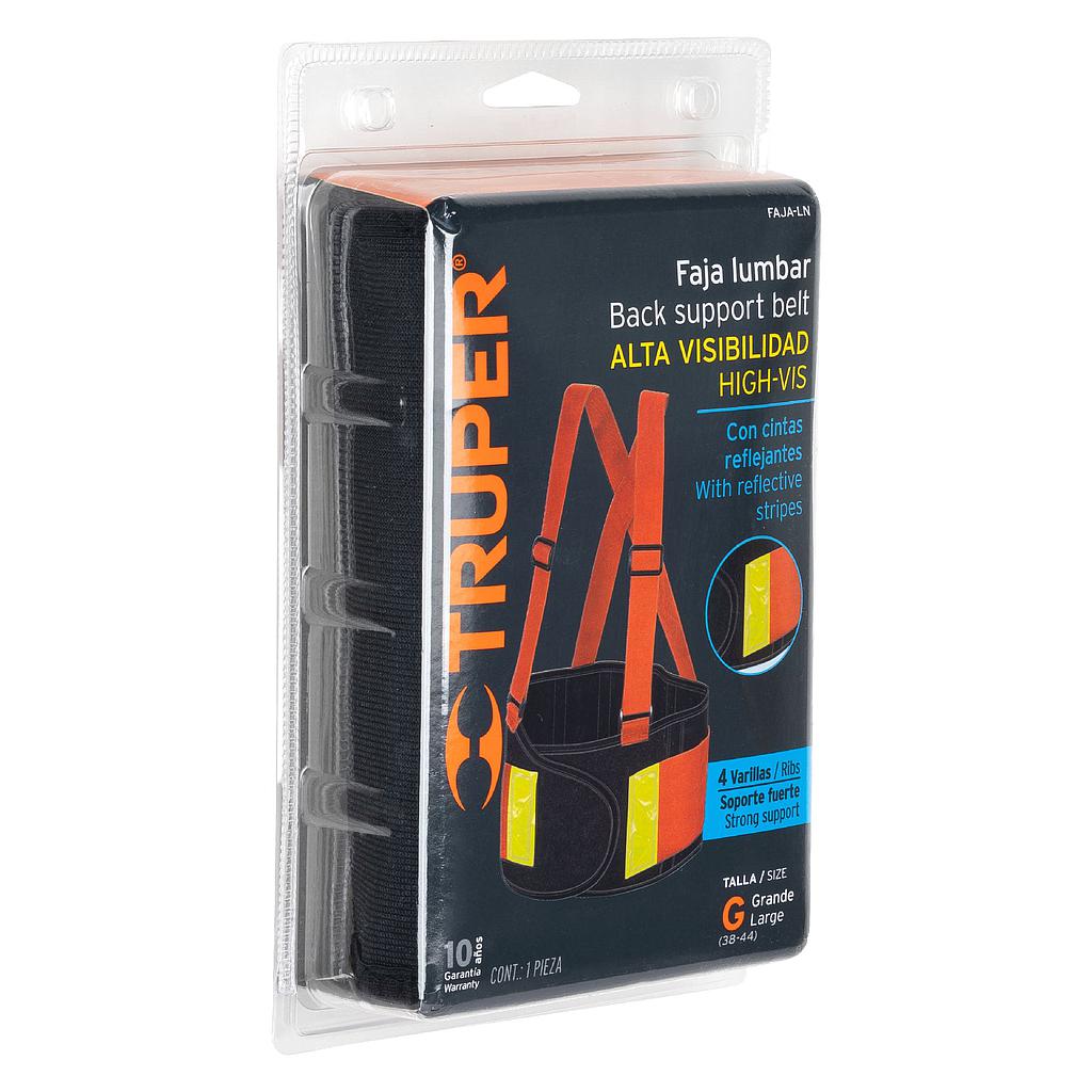 FAJA LUMBAR NARANJA C/CINTAS DE ALTA VISIBILIDAD (G)