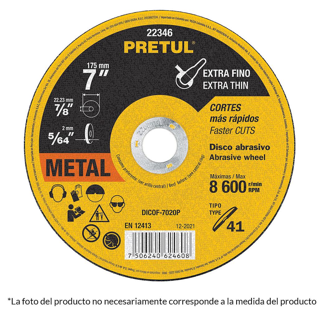 DISCO TIPO 41 DE 7" X 1.5MM CORTE FINO DE METAL