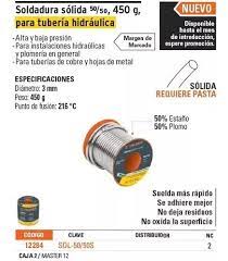 SOLDADURA SOLIDA 50/50 P/TUBERIA HIDRAULICA 450G
