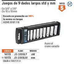 JUEGO DE 9 DADOS LARGOS CUADRO 3/8" STD