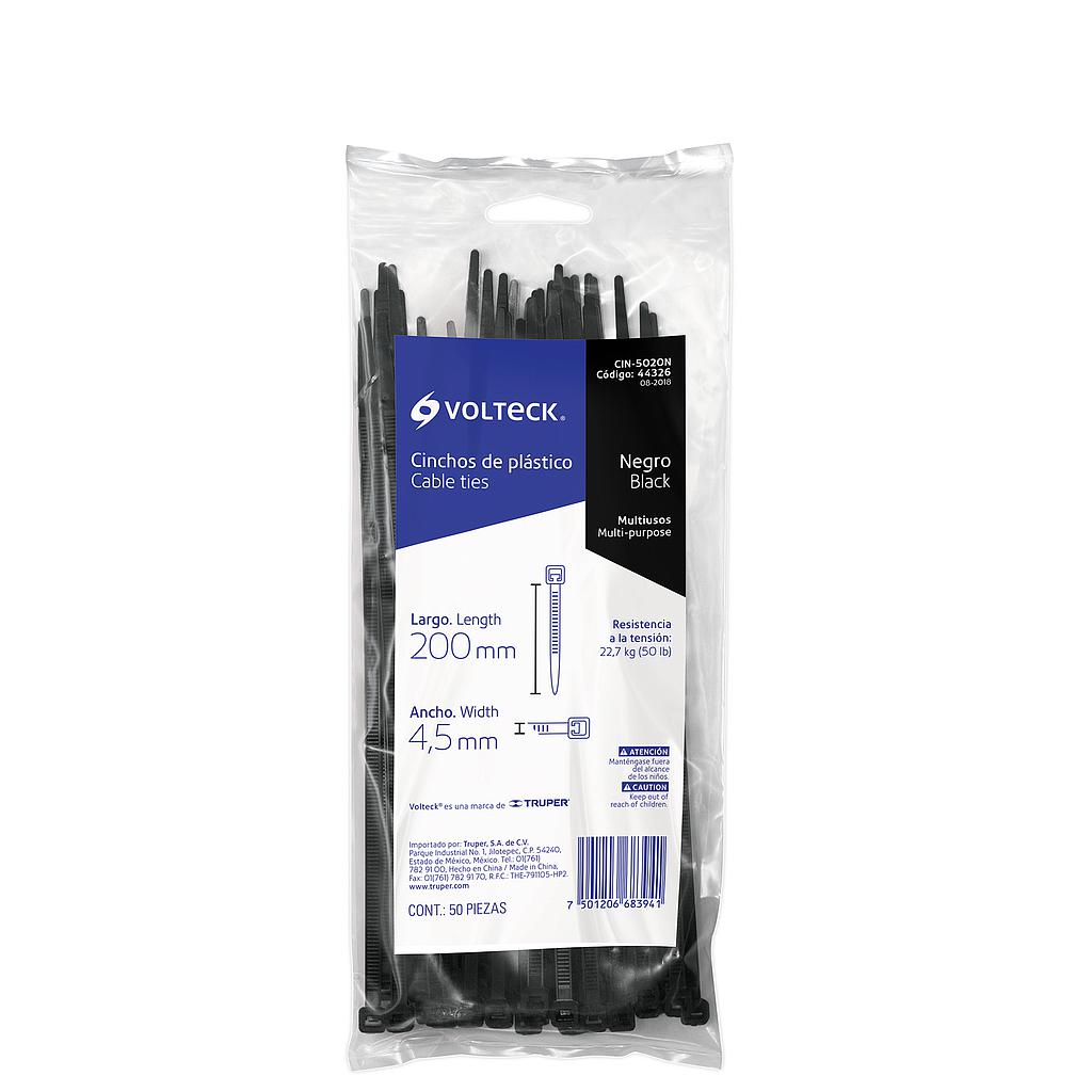 CINCHO PLASTICO 20 CM NEGRO TRUPER (50 PZ)