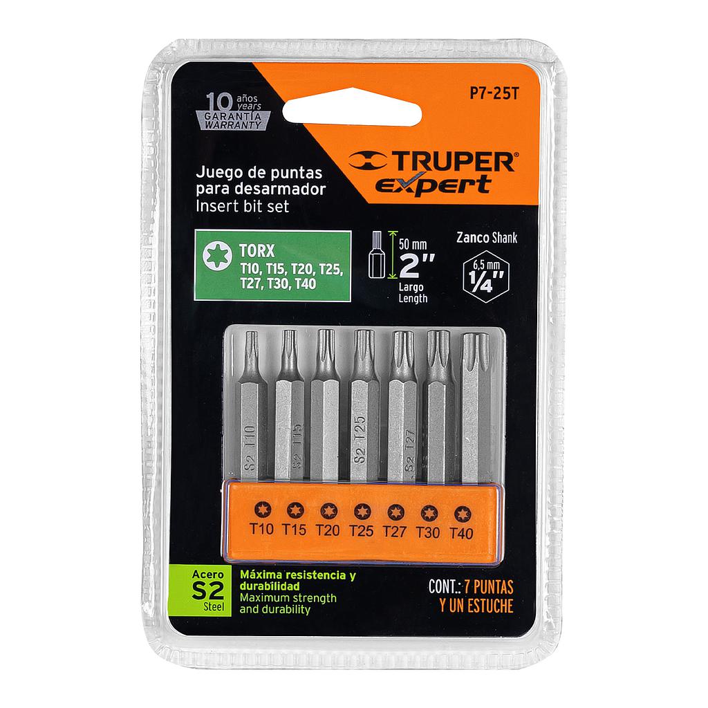 JUEGO DE 7 PUNTAS TORX COMBINADAS LARGO 2"
