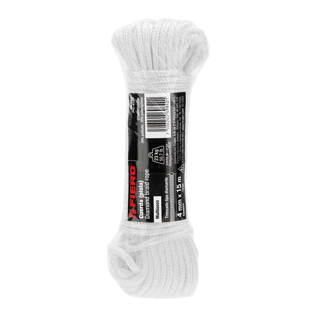 PIOLA DE POLIESTER DIAMANTE 4MM X 15 M BLANCA