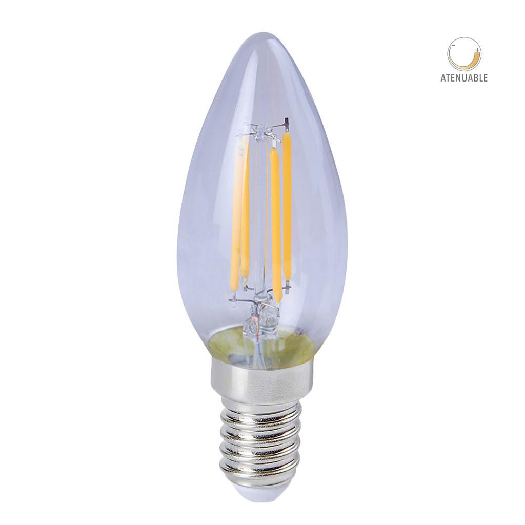 FOCO LED 4.5W TIPO VELA FILAMENTO LUZ SUAVE CALIDA ATENUABLE