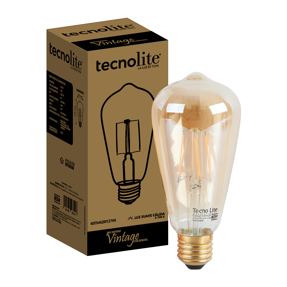 FOCO LED FILAMENTO 4.5W LUZ SUAVE CALIDA ATENUABLE