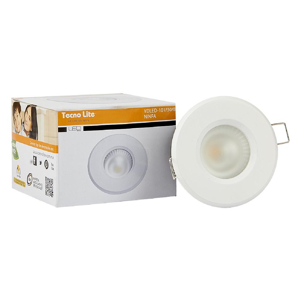 LAMPARA DOWNLIGHT LED EMPOTRABLE 6.5W A PRUEBA DE VAPOR LUZ SUAVE CALIDA NINFA