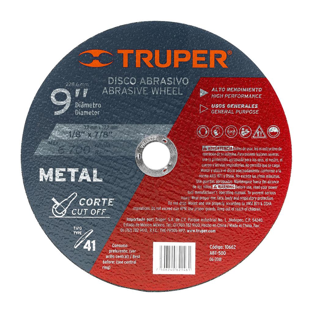 DISCO DESBASTE DE METAL 9" TRUPER