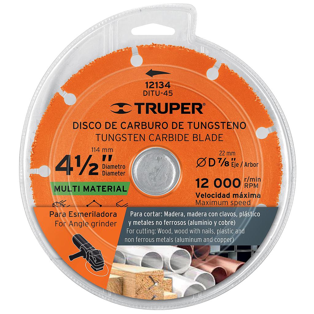 DISCO DE CARBURO DE TUNGSTENO 4 1/2"MULTIUSOS