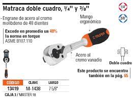 MATRACA DOBLE CUADRO P/DADO DE 1/4" Y 3/8"