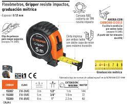FLEXOMETRO GRIPPER C/IMPACTO 8MTS. METRICA 1/2"