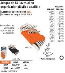 JUEGO DE 13 LLAVES ALLEN NARANJA
