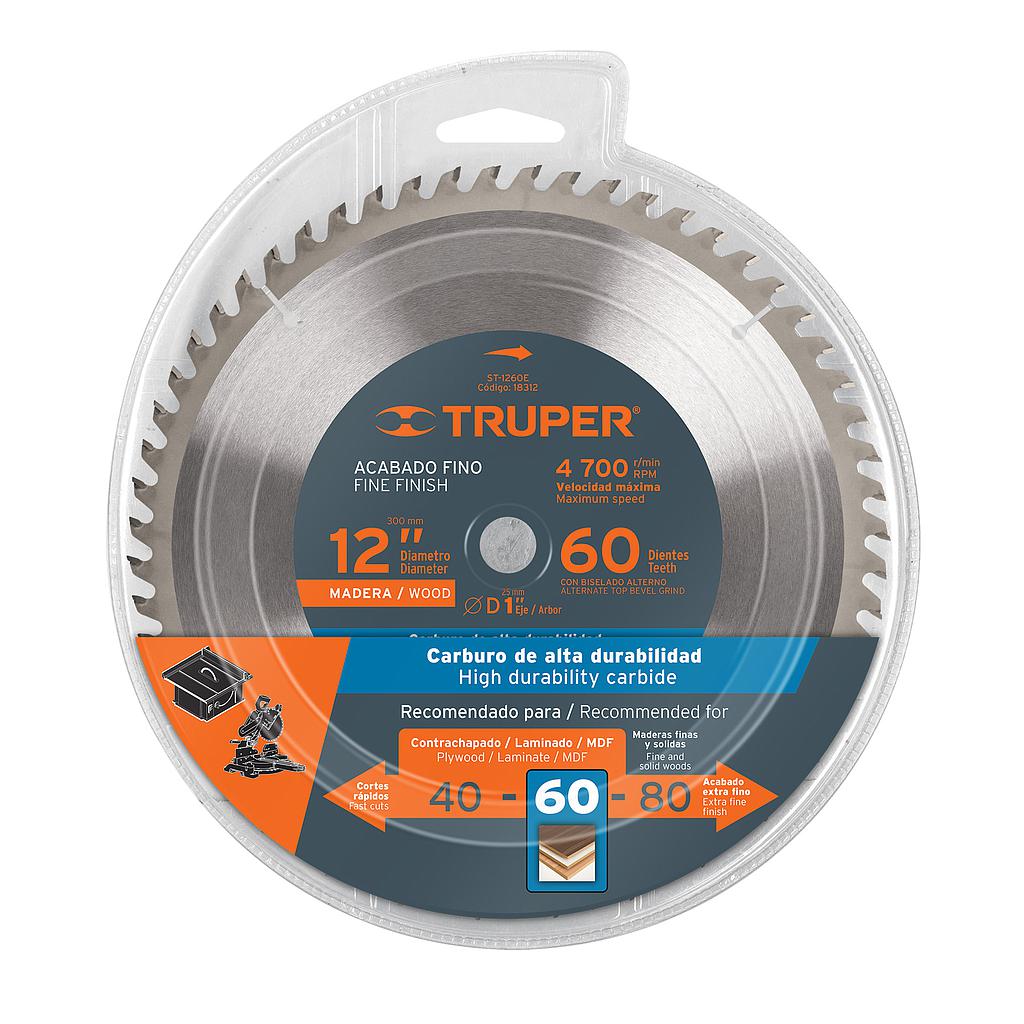 SIERRA CIRCULAR P/MADERA 12",60 DIENTES, CENTRO 1"