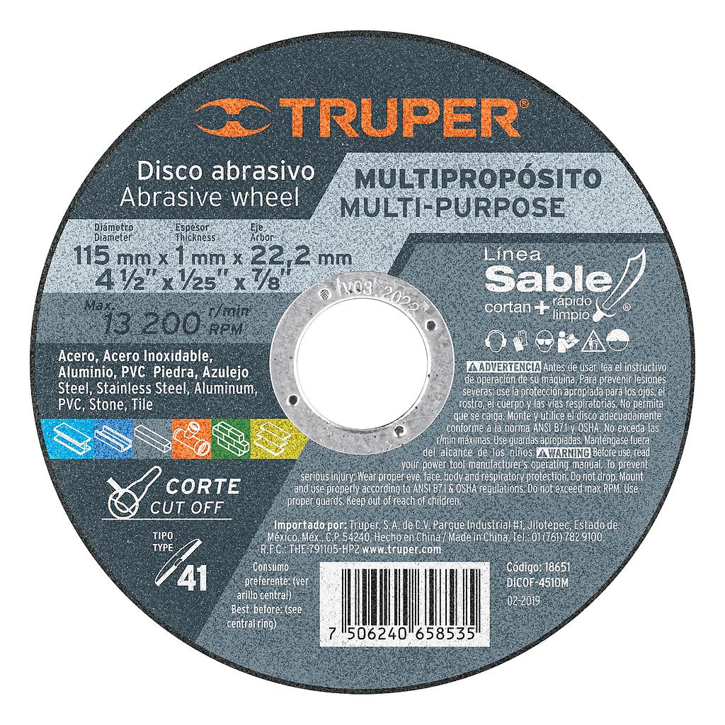 DISCO TIPO 41 P/CORTE MULTIPROPOSITO  4-1/2"