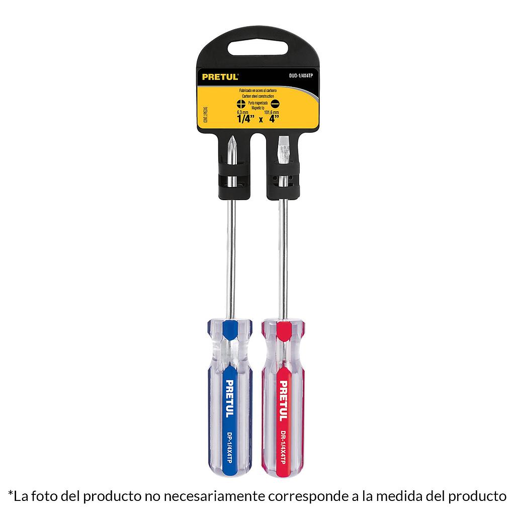 DUO DESARMADORES, MANGO DE PVC 3/16"X4"