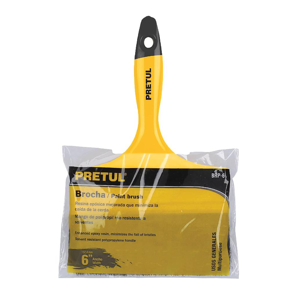BROCHA CON MANGO DE PLASTICO 6" PRETUL