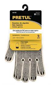 GUANTES DE ALGODON C/PVC EN PALMA Y DORSO