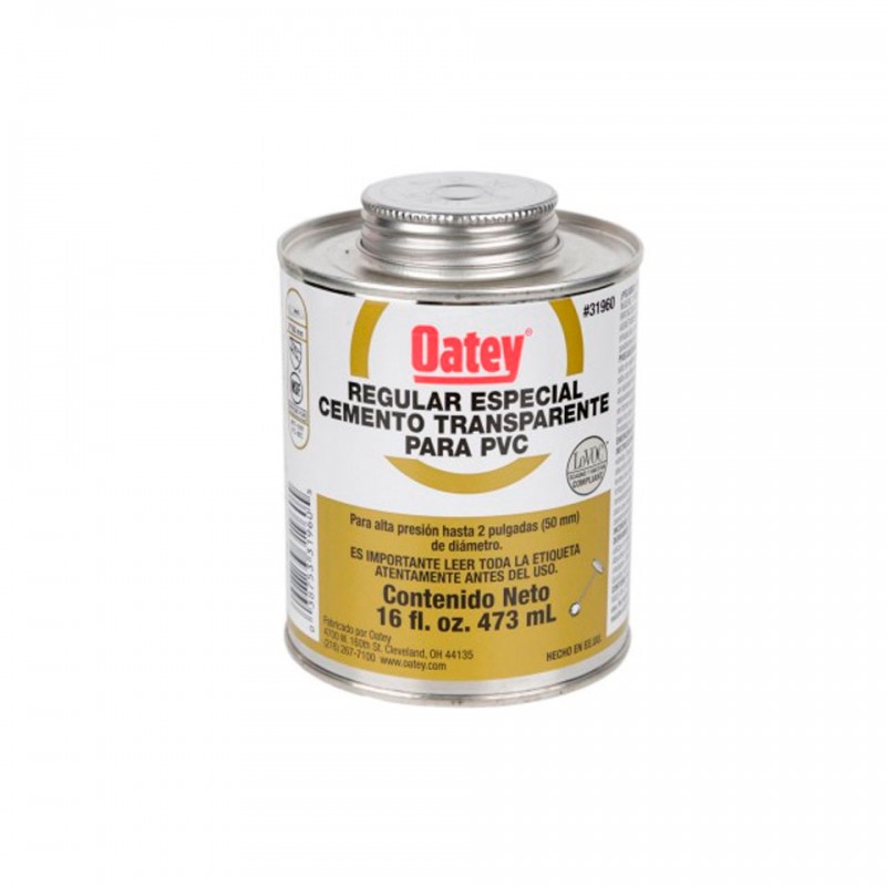 PEGAMENTO TRANSPARENTE PARA PVC ETIQUETA DORADA 473ML (16 OZ) 1/2L OATEY