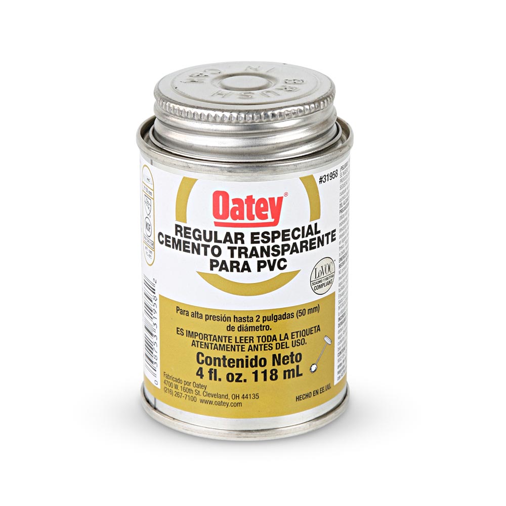 PEGAMENTO TRANSPARENTE PARA PVC ETIQUETA DORADA 118ML (4 OZ) 1/8L OATEY