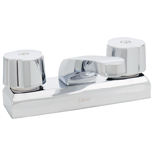 MEZCLADORA PARA LAVABO ECOLOGICA 4" CON CUBIERTA Y MANERALES DICA (4046V)