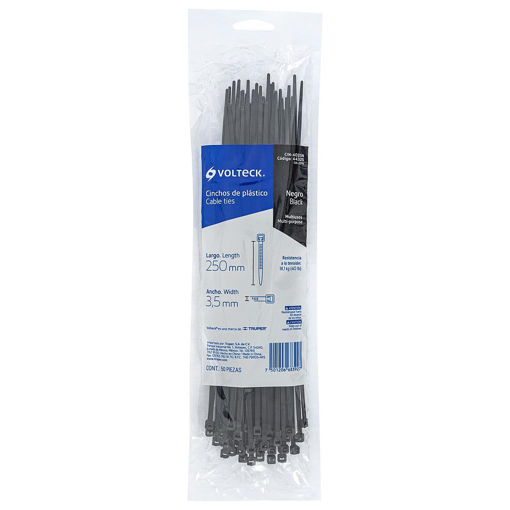 CINCHO PLASTICO 25 CM NEGRO TRUPER (50 PZ)