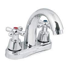 MEZCLADORA PARA LAVABO 4" MANERALES CRUCETA NARIZ CURVA