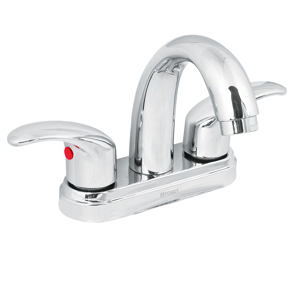 MEZCLADORA PARA LAVABO 4" MANERALES PALANCA NARIZ CURVA