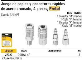 JUEGO DE DOS CONECTORES Y DOS COPLES PARA COMPRENSOR PRETUL
