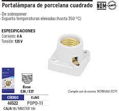 PORTALAMPARA DE PORCELANA CUADRADA
