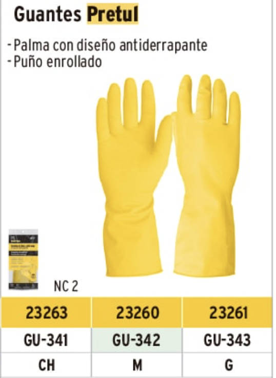 GUANTES DE LATEX PARA LIMPIEZA CH PRETUL