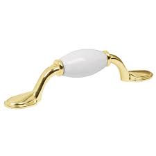 JALADERA LATON BRILLANTE CON INSERTO CERAMICO