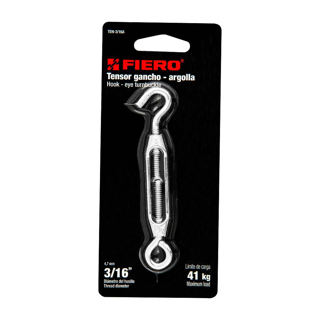TENSOR ZINC 3/16" GANCHO-ARGOLLA