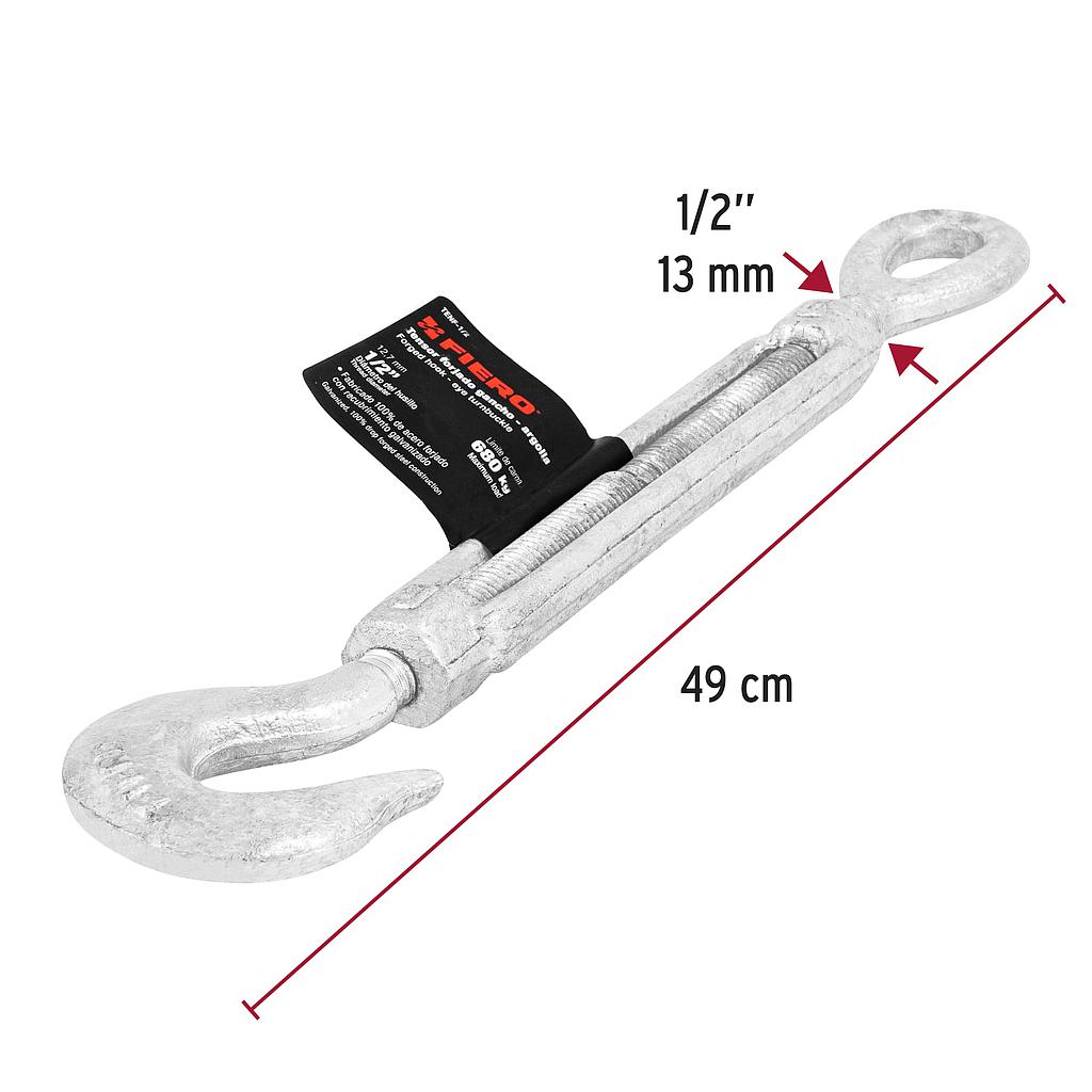 TENSOR FORJADO 1/2" GANCHO-ARGOLLA