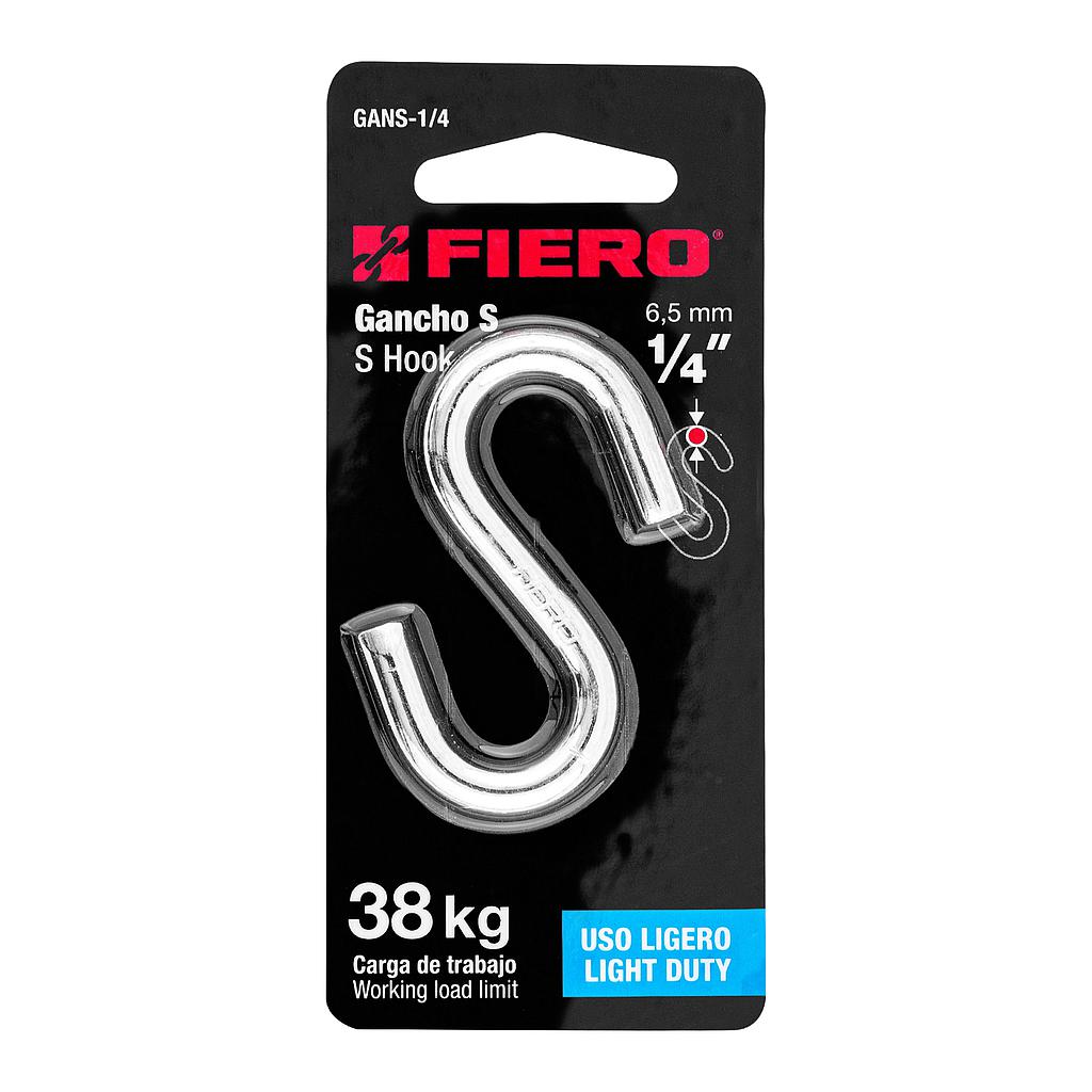 GANCHO "S" PARA CABLE DE 1/4"