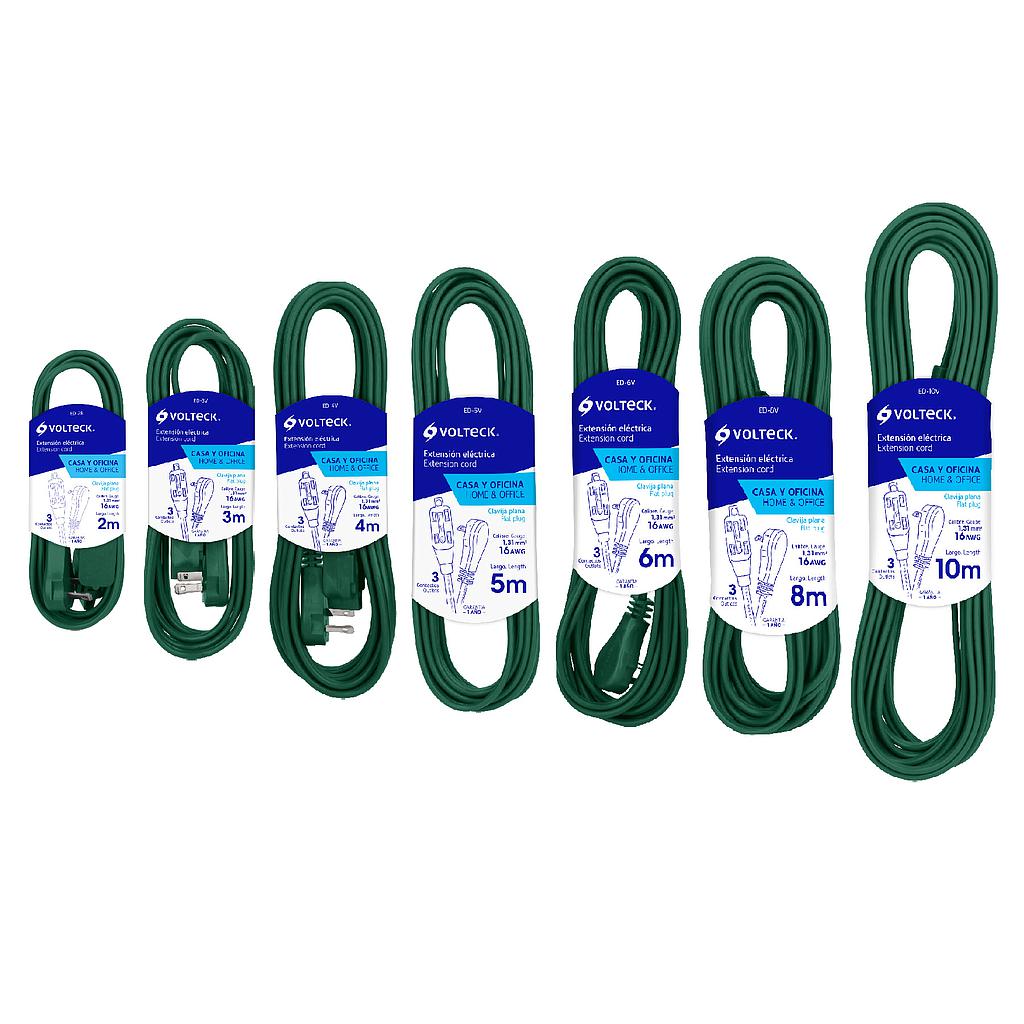 EXTENSION ELECTRICA DOMESTICA 10M VERDE VOLTECK